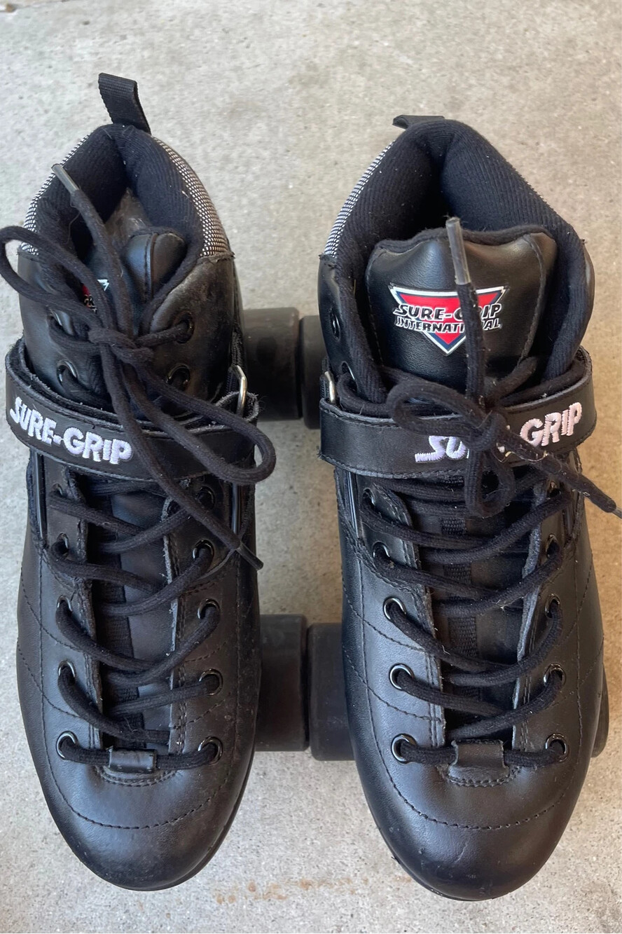 Sure-Grip Quad Roller Skates Black White Rebel Avanti Aluminum Men’s Sz 10 Women